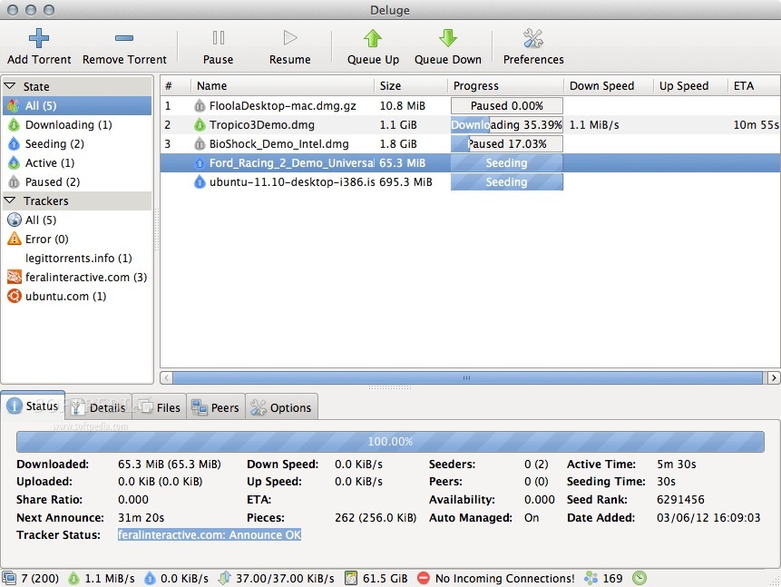 downloading torrents to an external hardrive using deluge on mac