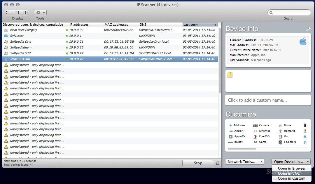ip network scanner mac