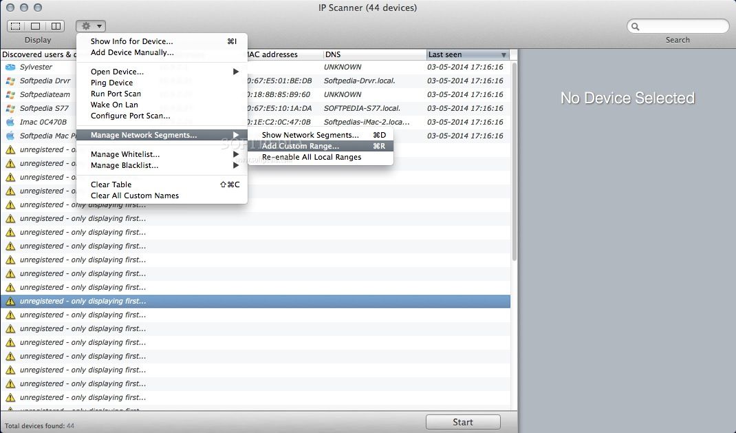 ip network scanner mac