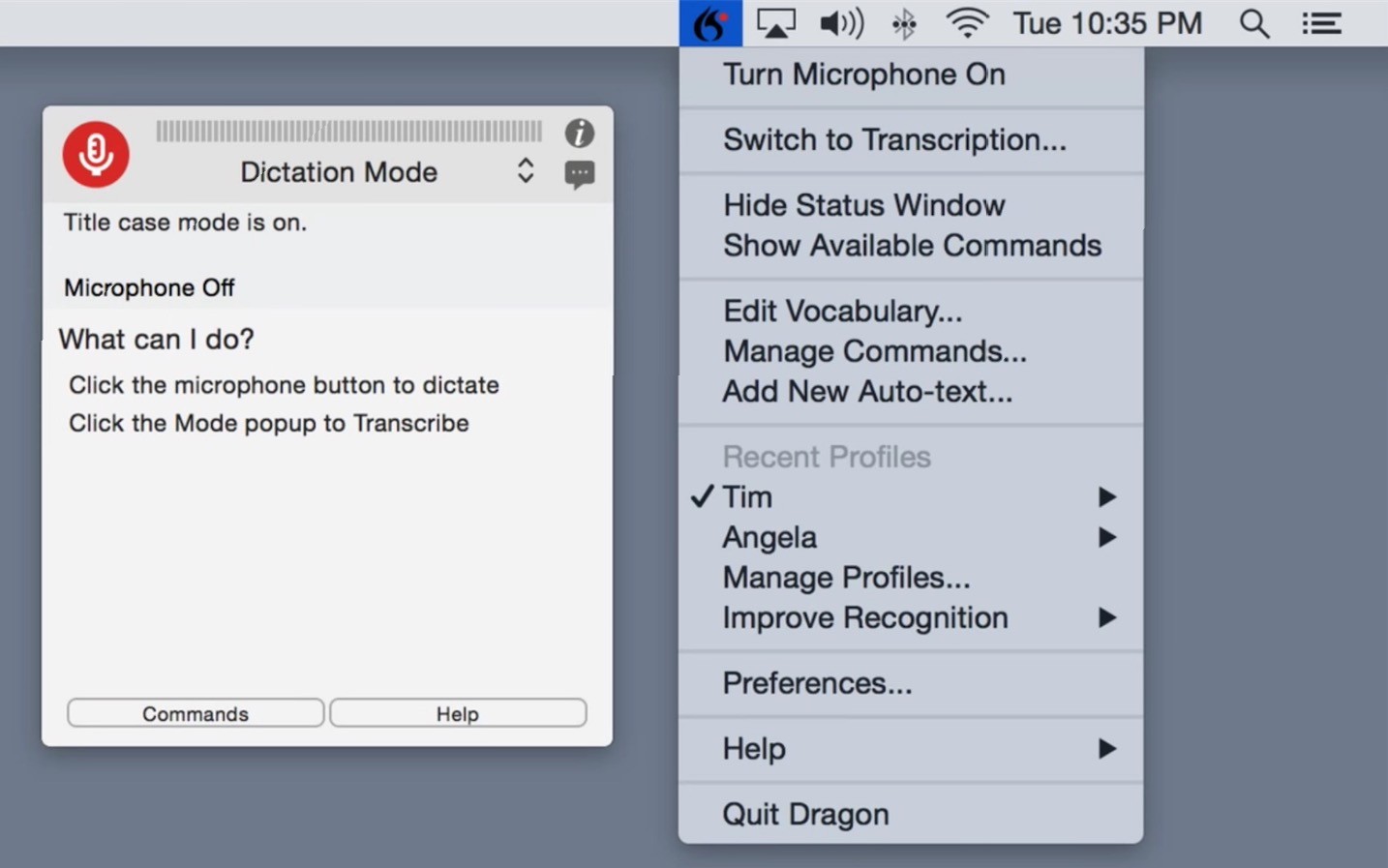 dragon dictate mac commands list