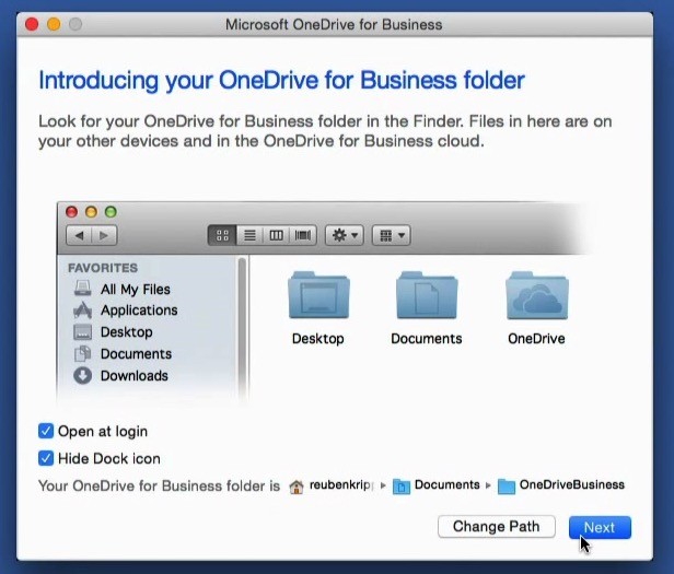 office 365 onedrive for business for mac
