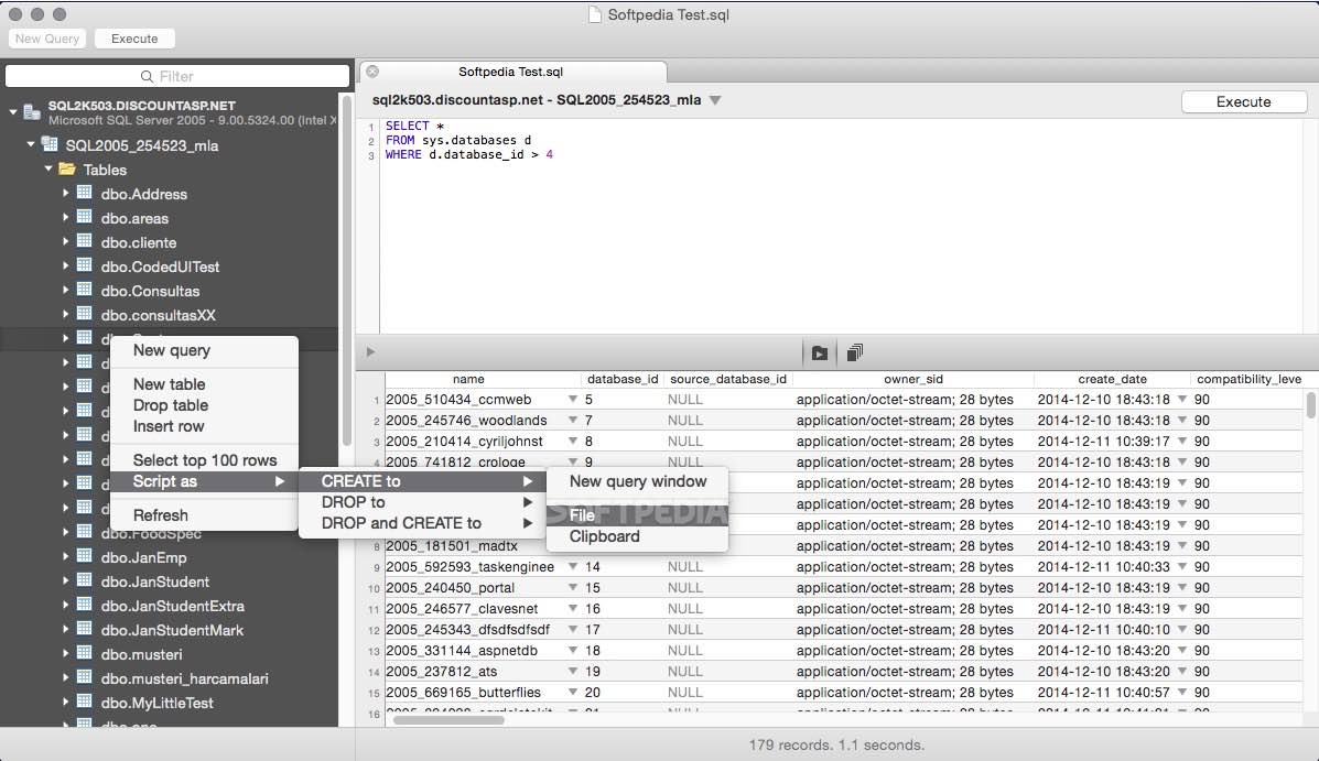 best database for mac os xcode 9 development