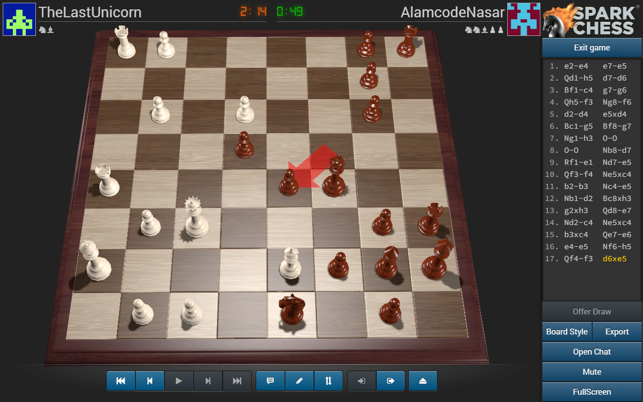 win against Boris in SparkChess 