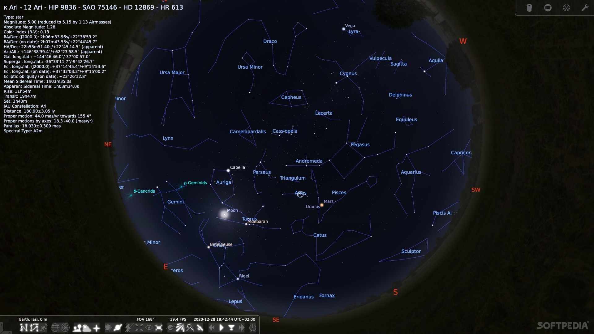 screenshot in stellarium