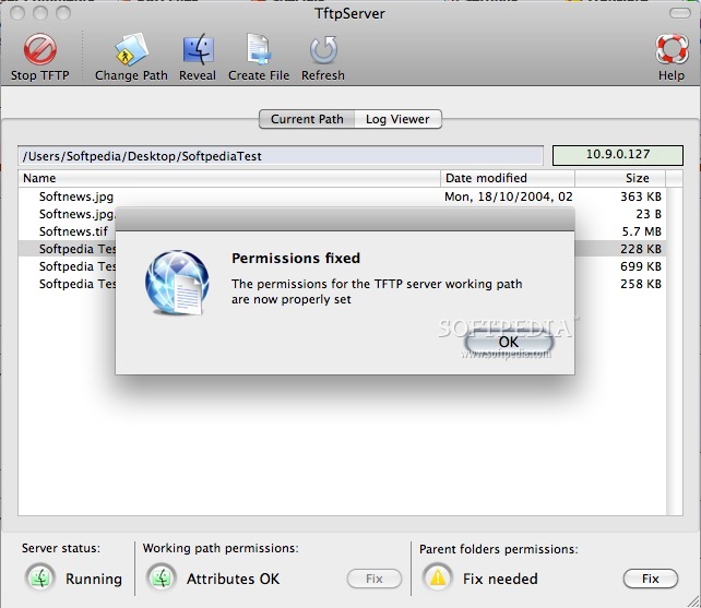tftpserver status stopped mac