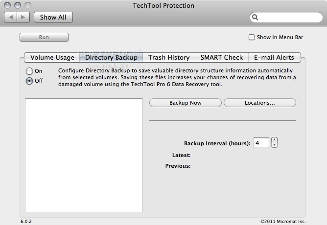 techtool pro 9 directory backup locations greyed out