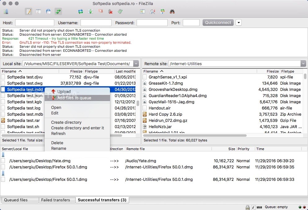Host and port filezilla client for mac download