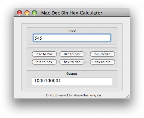 Mac Dec Bin Hex Calculator screenshot