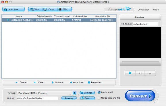 Aimersoft Mac Video Converter screenshot
