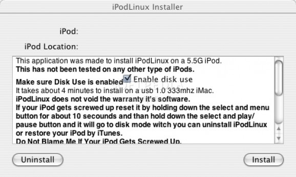 iPodLinux Installer screenshot