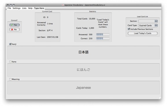 Japanese Vocabulary screenshot