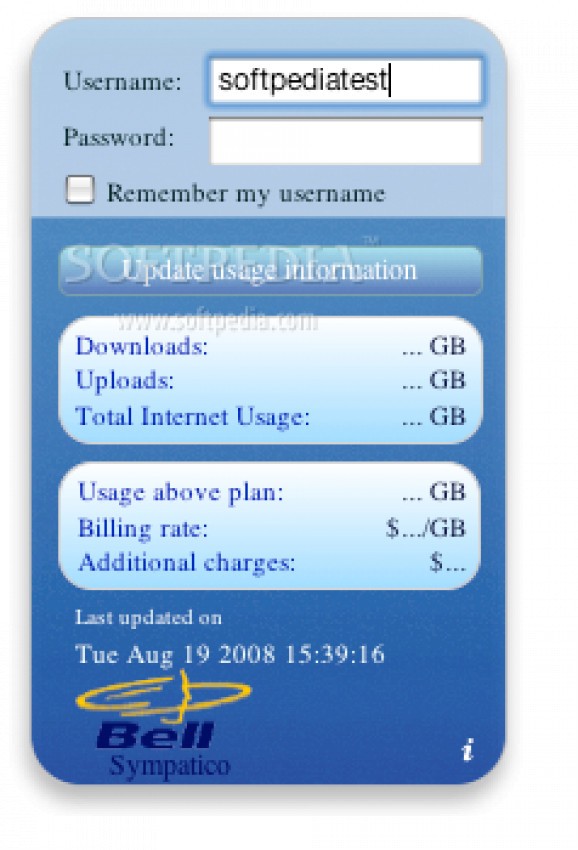Bell Sympatico Internet Usage Meter screenshot