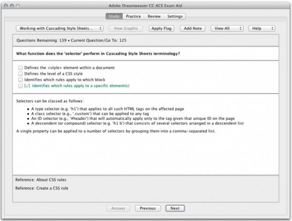 Adobe Dreamweaver CC ACE Exam Aid screenshot