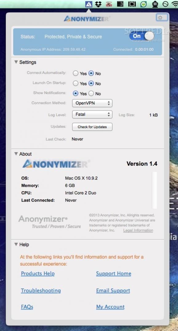 Anonymizer screenshot