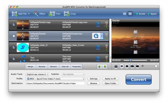 AnyMP4 MOV Converter for Mac screenshot