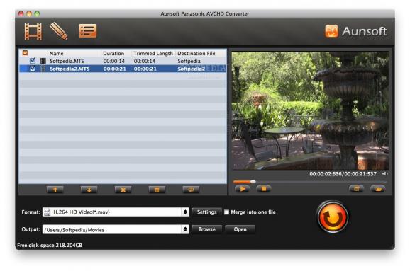 Aunsoft Panasonic AVCHD Converter screenshot