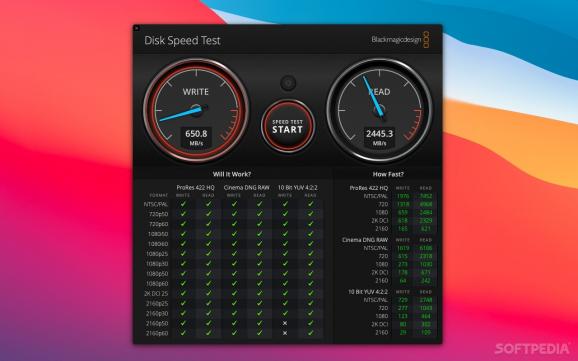 Blackmagic Disk Speed Test screenshot