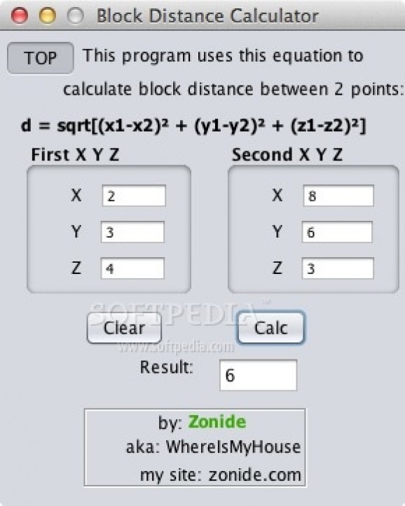 Block Distance Calculator screenshot