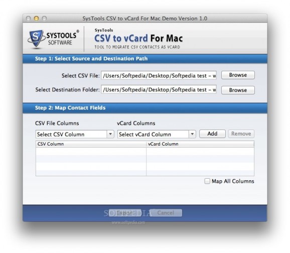 CSV to vCard screenshot