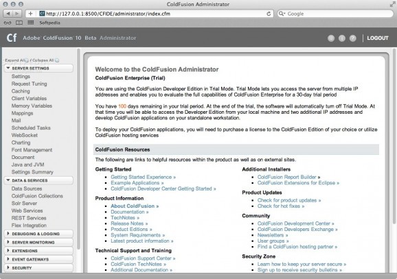 Adobe ColdFusion screenshot