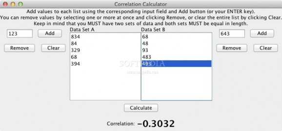 Correlation Calculator screenshot