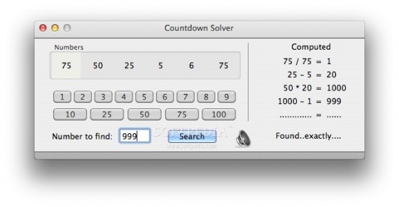 Countdown solver screenshot