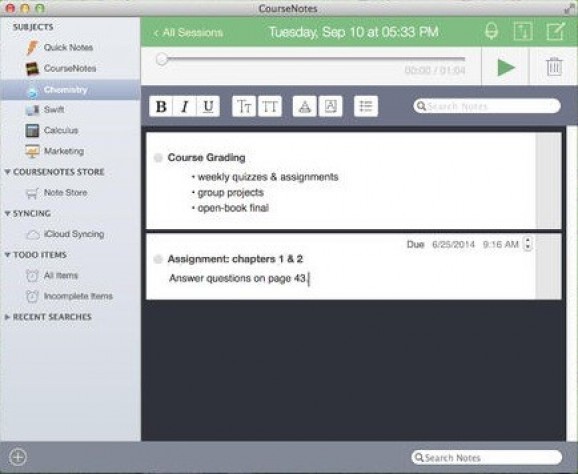 CourseNotes screenshot