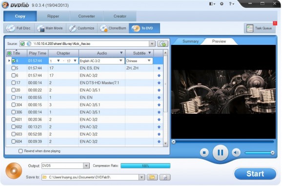 DVDFab Blu-ray to DVD Converter screenshot