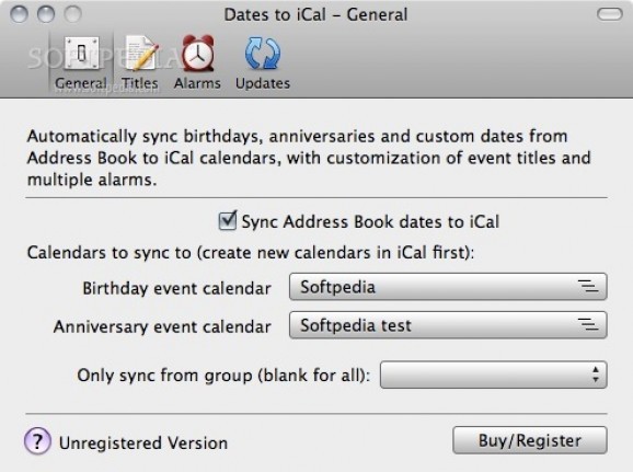 Dates to iCal screenshot
