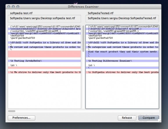 Differences Examiner screenshot