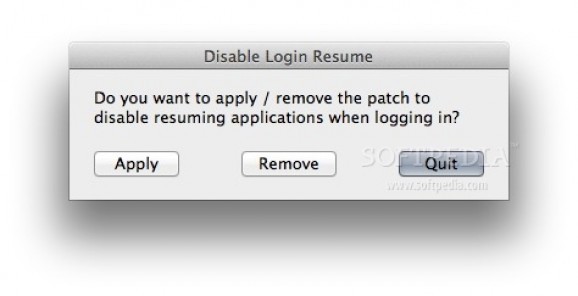 Disable Login Resume screenshot