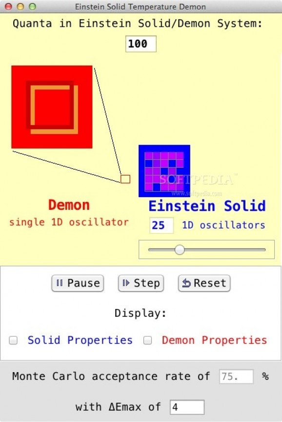 Einstein Solid Temperature Demon screenshot