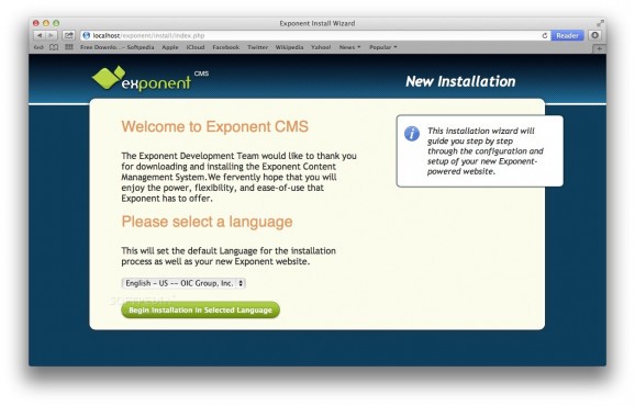 Exponent CMS screenshot