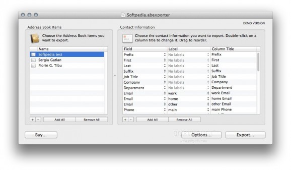 Exporter for Contacts screenshot