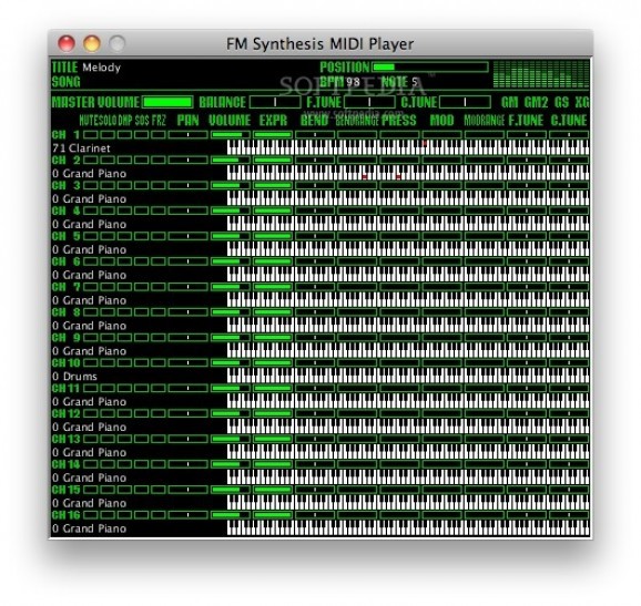 FM synthesis MIDI player screenshot