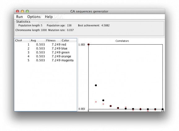 GA sequences generator screenshot