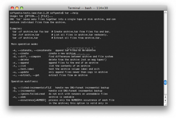 GNU Tar screenshot