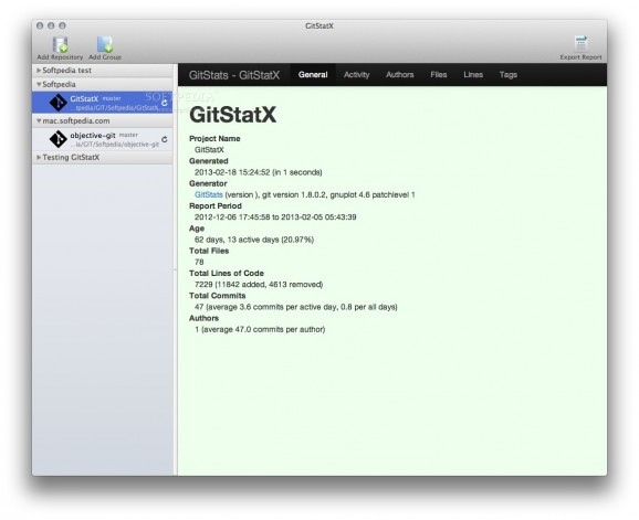 GitStatX screenshot