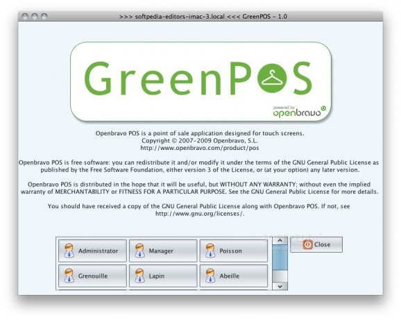 GreenPOS screenshot
