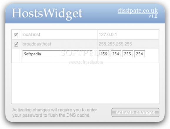 HostsWidget screenshot