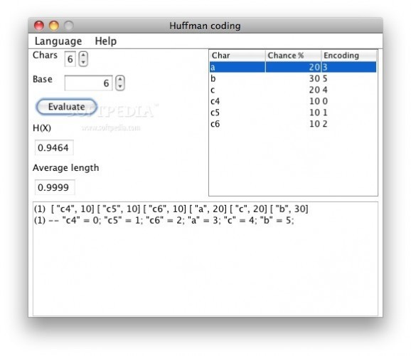 Huffman Coding screenshot