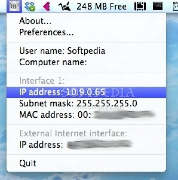 IP Address Menu screenshot