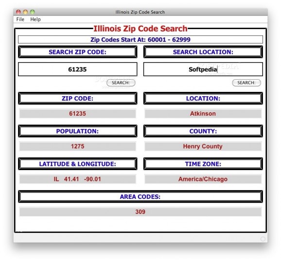 Illinois Zip Code Search screenshot