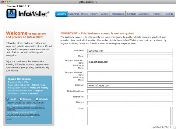 InfoWallet screenshot