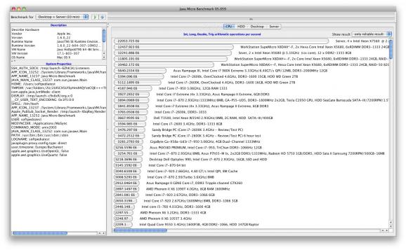 Java Micro Benchmark screenshot