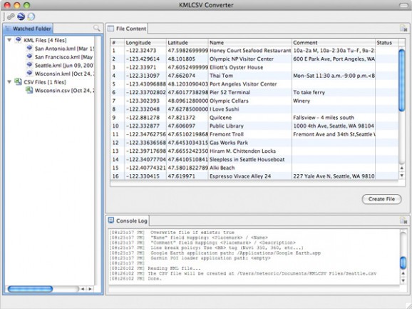 KMLCSV Converter screenshot