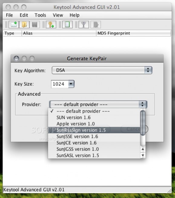 Keytool Advanced GUI screenshot