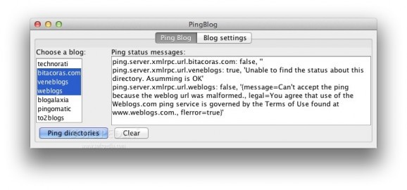PingBlog screenshot