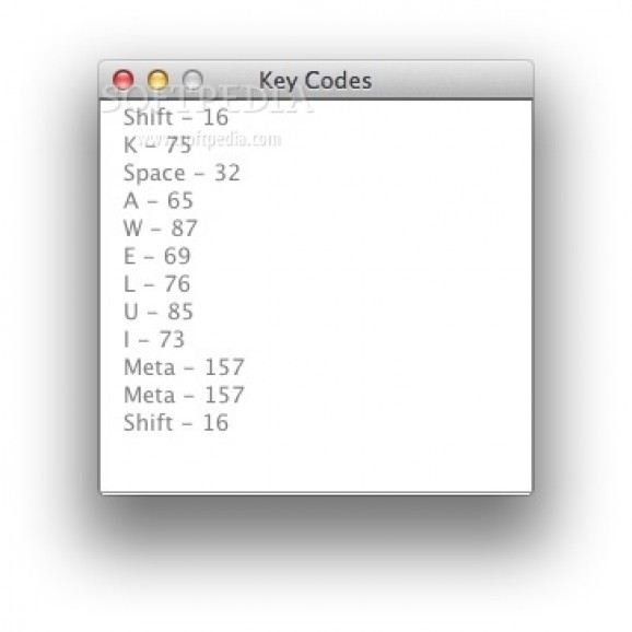 Key Codes screenshot