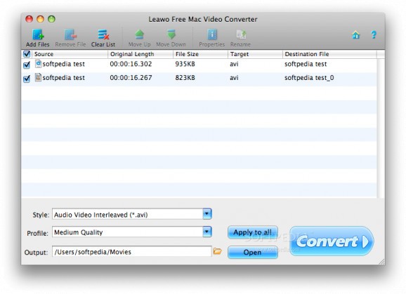 Leawo Free Mac Video Converter screenshot